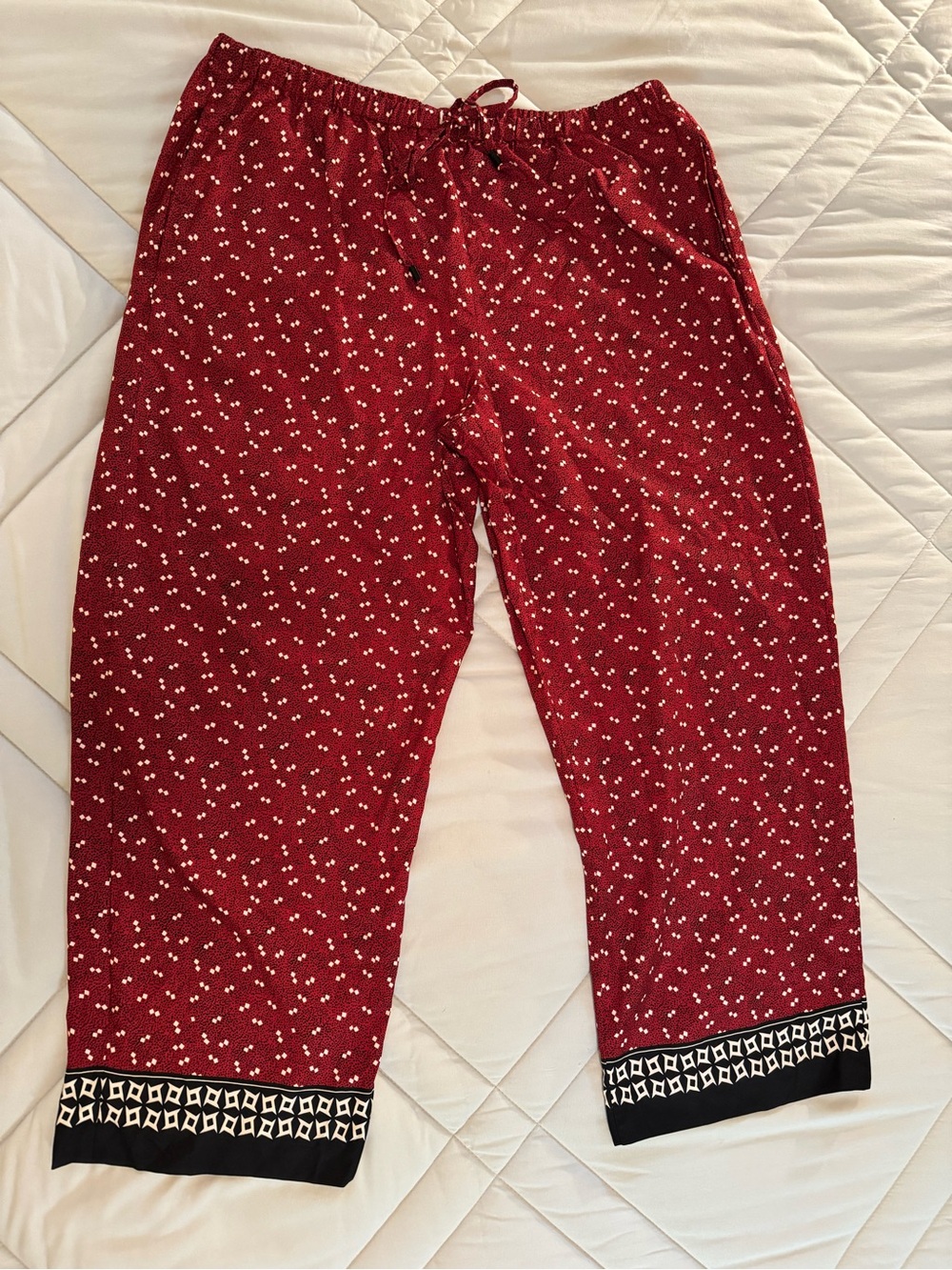 Dana Buchman Red Black & White Silk Lounge Pants 12